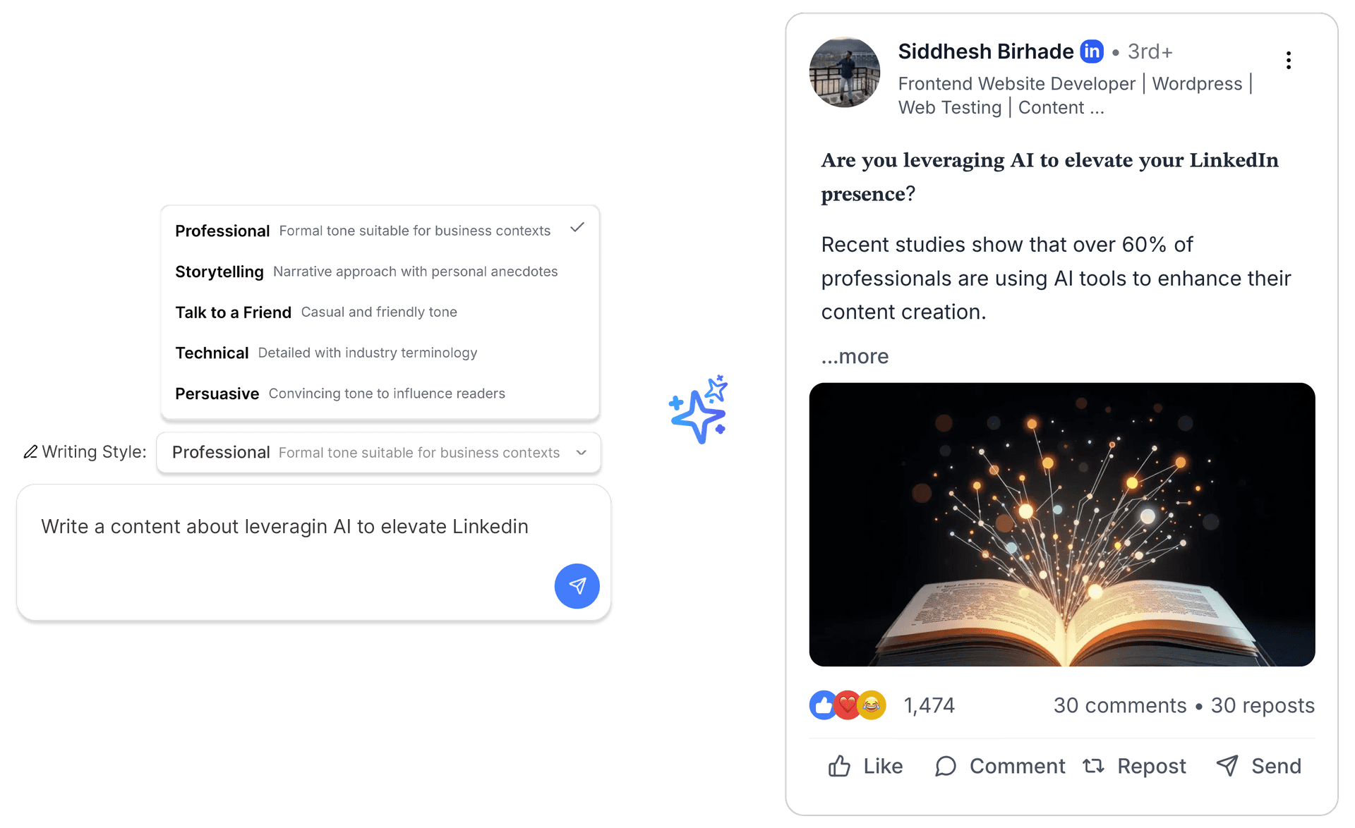 LinkedIn Post Generator Interface